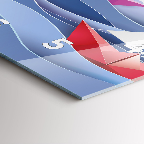 Čtvercové nástěnné hodiny Origami barevné plachetnice