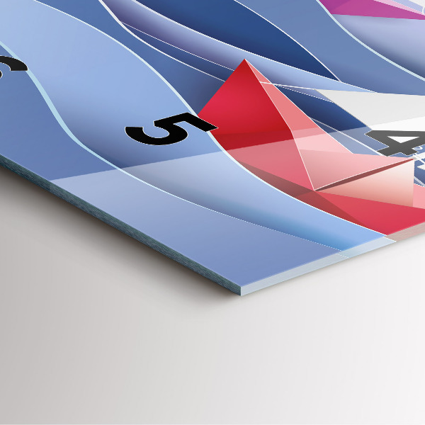 Čtvercové nástěnné hodiny Origami barevné plachetnice