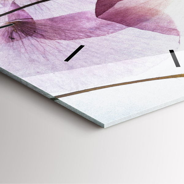 Čtvercové nástěnné hodiny Suché květy máku