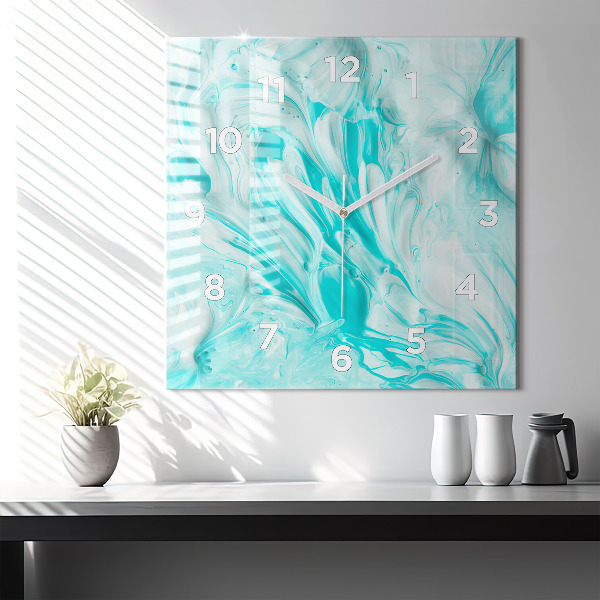 Čtvercové nástěnné hodiny Modrá abstrakce