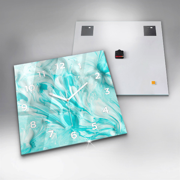 Čtvercové nástěnné hodiny Modrá abstrakce