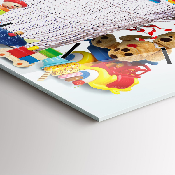 Čtvercové nástěnné hodiny Proutěný koš s hračkami