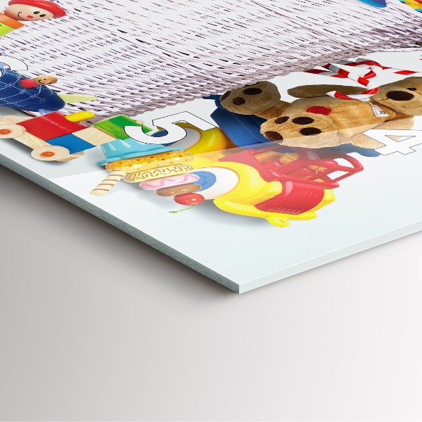 Čtvercové nástěnné hodiny Proutěný koš s hračkami