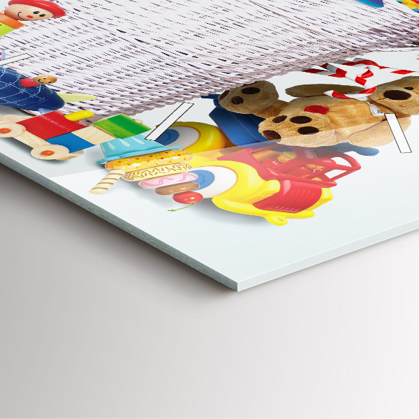 Čtvercové nástěnné hodiny Proutěný koš s hračkami