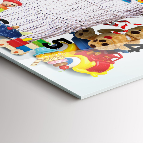 Čtvercové nástěnné hodiny Proutěný koš s hračkami