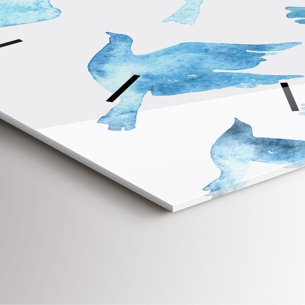 Čtvercové nástěnné hodiny Létající modří ptáci