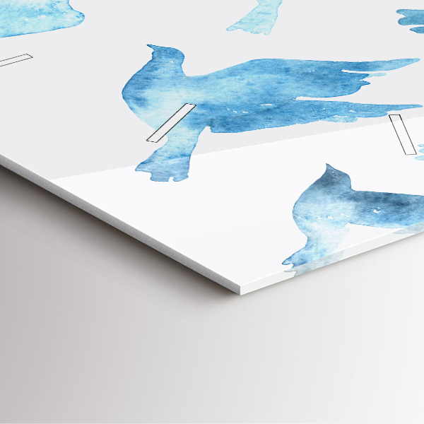 Čtvercové nástěnné hodiny Létající modří ptáci