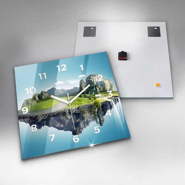 Čtvercové nástěnné hodiny Létající ostrov