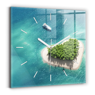 Čtvercové nástěnné hodiny Srdcový ostrov