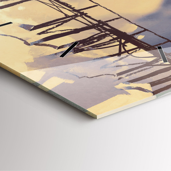 Čtvercové nástěnné hodiny Muž na starém mostě