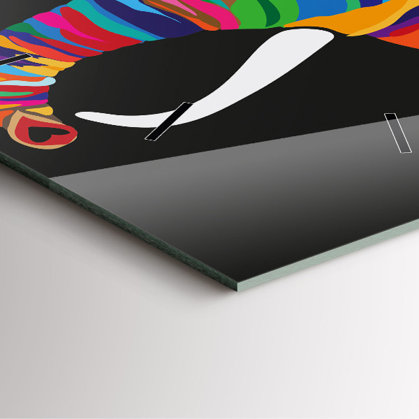 Čtvercové nástěnné hodiny Barevný slon