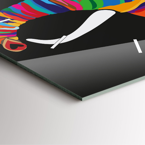 Čtvercové nástěnné hodiny Barevný slon