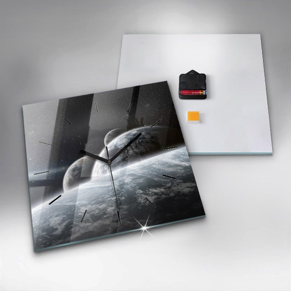 Skleněné hodiny čtvercové Vesmír a planety