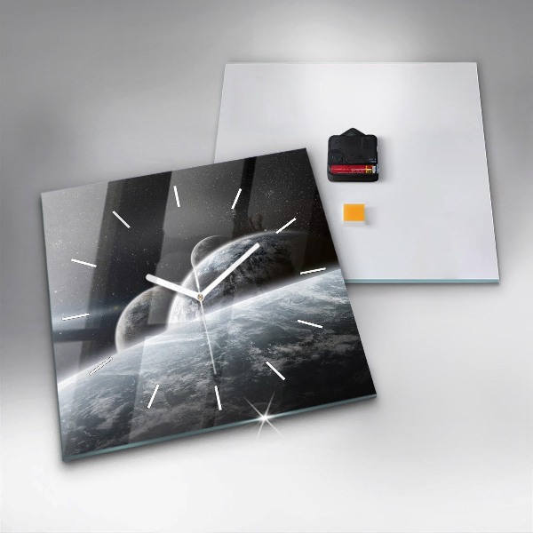 Skleněné hodiny čtvercové Vesmír a planety