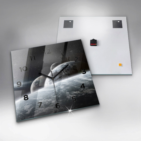Skleněné hodiny čtvercové Vesmír a planety