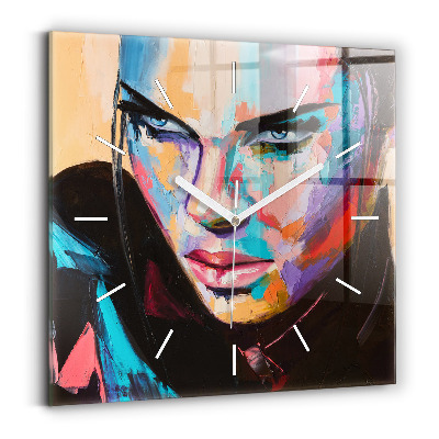 Čtvercové nástěnné hodiny Portrét ženy