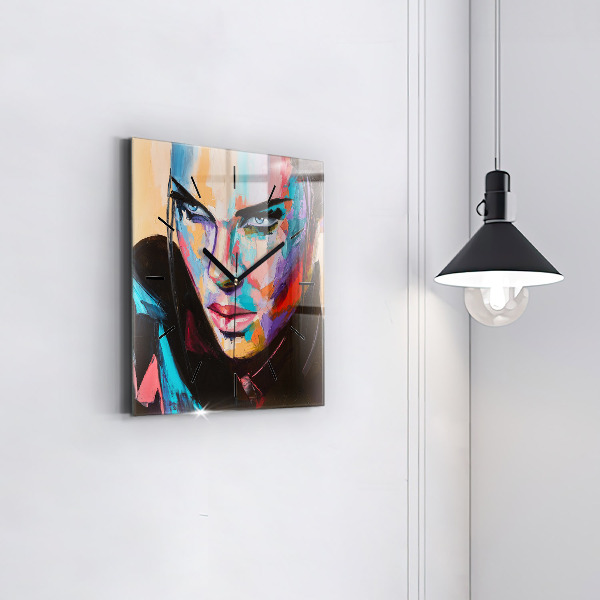 Čtvercové nástěnné hodiny Portrét ženy