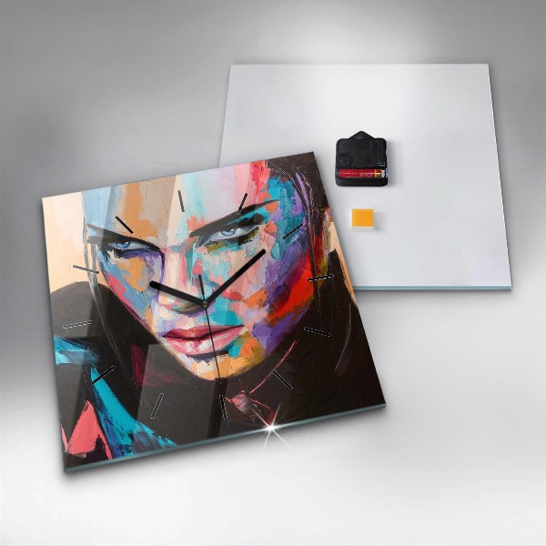 Čtvercové nástěnné hodiny Portrét ženy