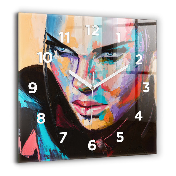 Čtvercové nástěnné hodiny Portrét ženy