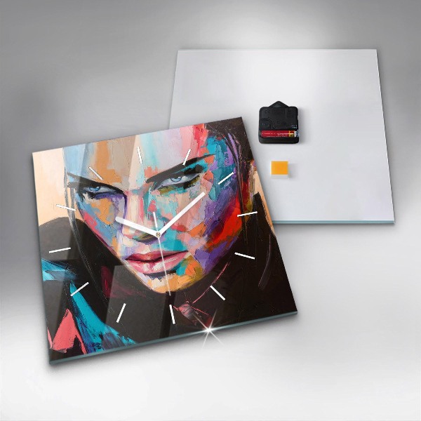 Čtvercové nástěnné hodiny Portrét ženy