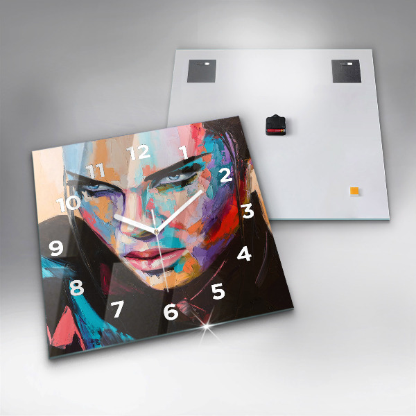 Čtvercové nástěnné hodiny Portrét ženy