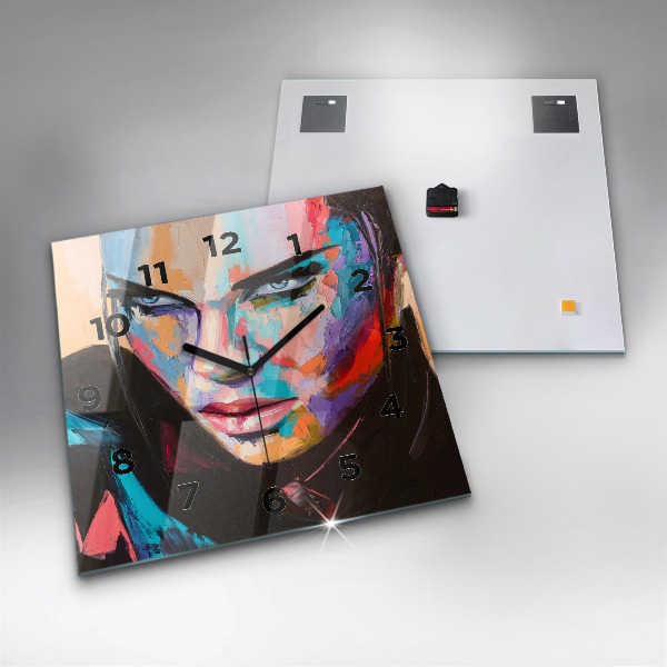 Čtvercové nástěnné hodiny Portrét ženy