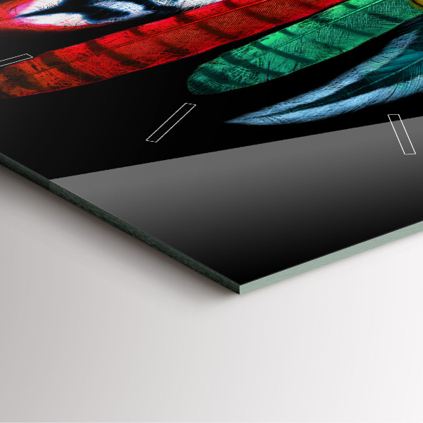 Čtvercové nástěnné hodiny Barevné ptačí peří