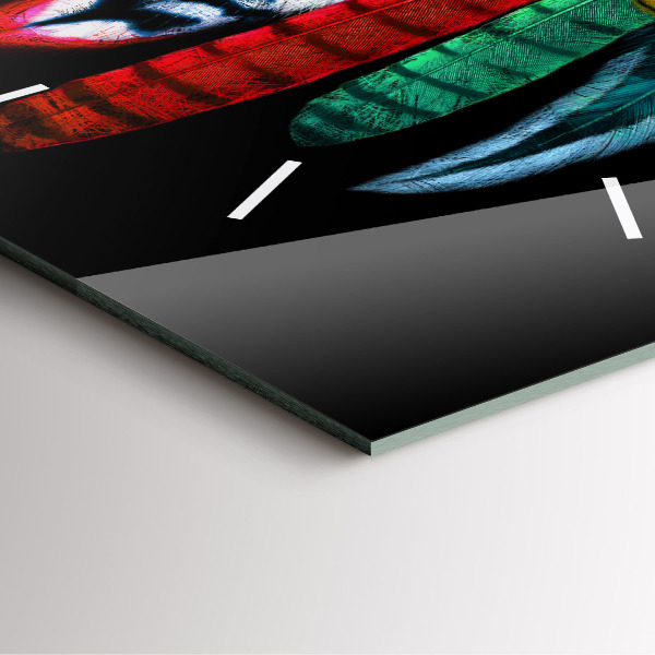 Čtvercové nástěnné hodiny Barevné ptačí peří