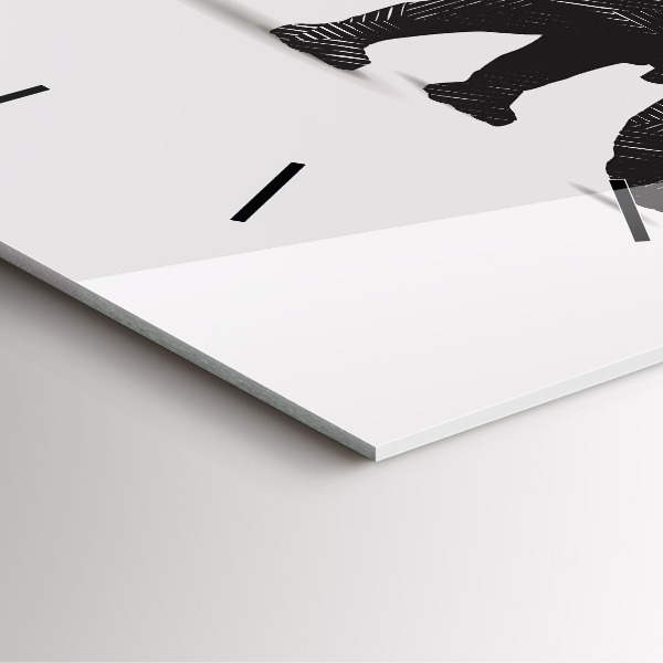 Čtvercové nástěnné hodiny Nosorožec line art