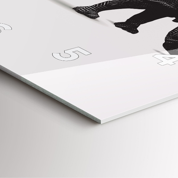 Čtvercové nástěnné hodiny Nosorožec line art