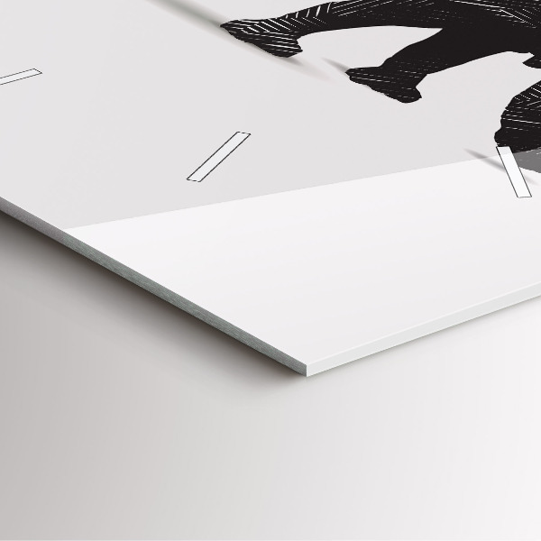 Čtvercové nástěnné hodiny Nosorožec line art