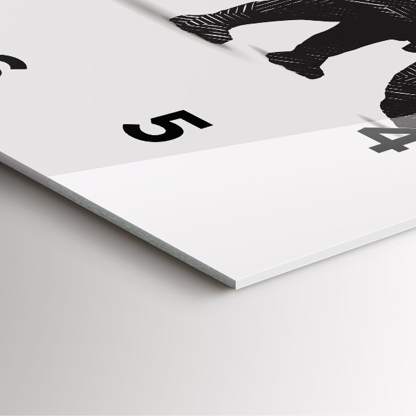 Čtvercové nástěnné hodiny Nosorožec line art