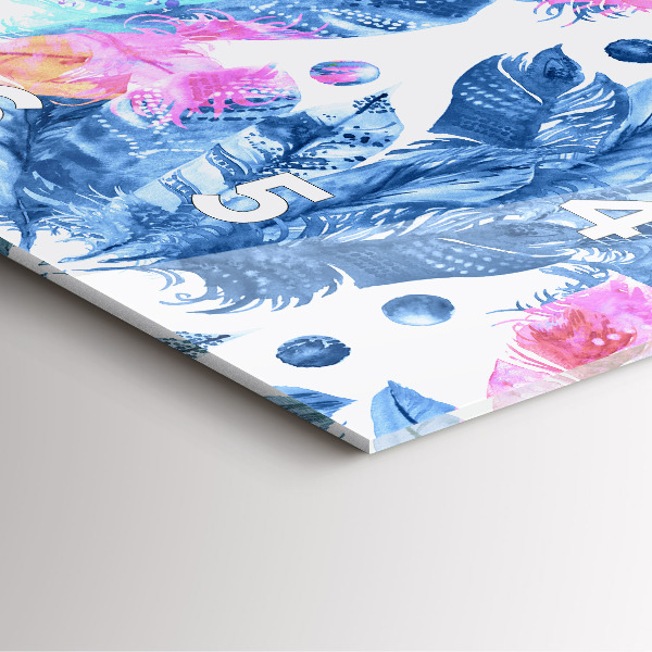 Čtvercové nástěnné hodiny Barevné peří