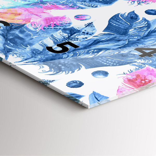 Čtvercové nástěnné hodiny Barevné peří