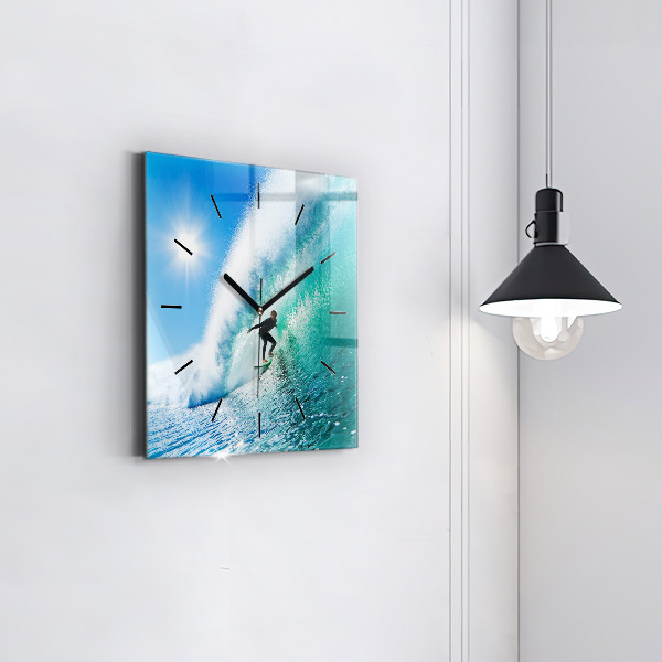 Skleněné hodiny čtvercové Surfování na Havaji