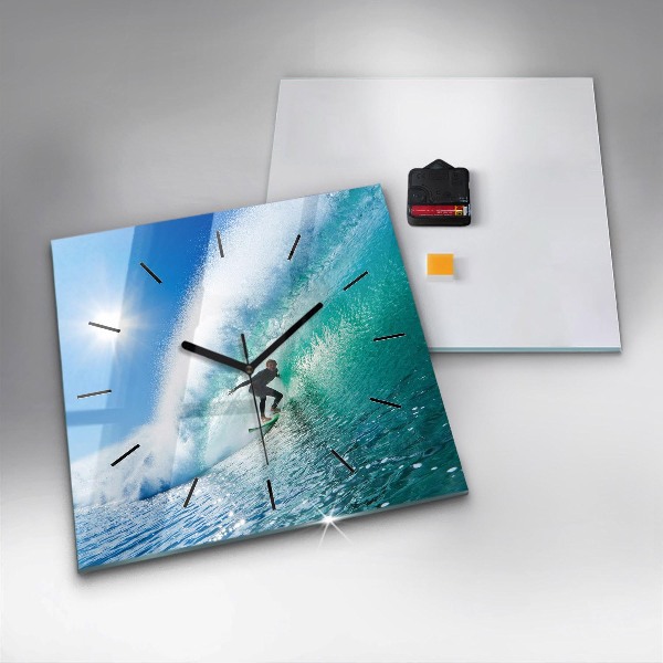 Skleněné hodiny čtvercové Surfování na Havaji