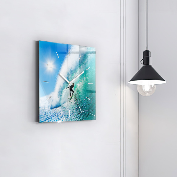 Skleněné hodiny čtvercové Surfování na Havaji