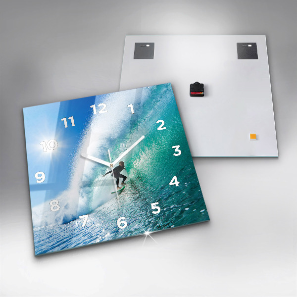 Skleněné hodiny čtvercové Surfování na Havaji