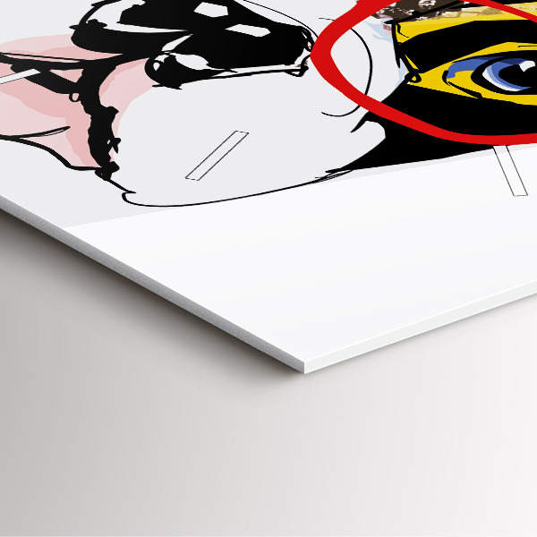 Čtvercové nástěnné hodiny Francouzský buldok s brýlemi