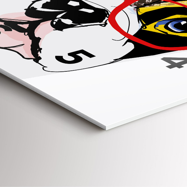 Čtvercové nástěnné hodiny Francouzský buldok s brýlemi