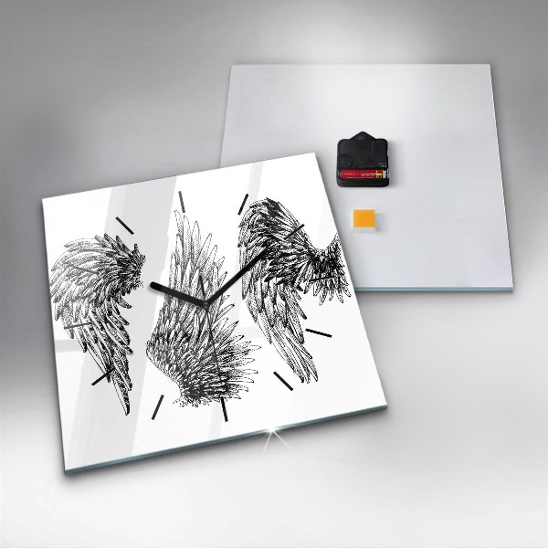 Čtvercové nástěnné hodiny Křídla anděla