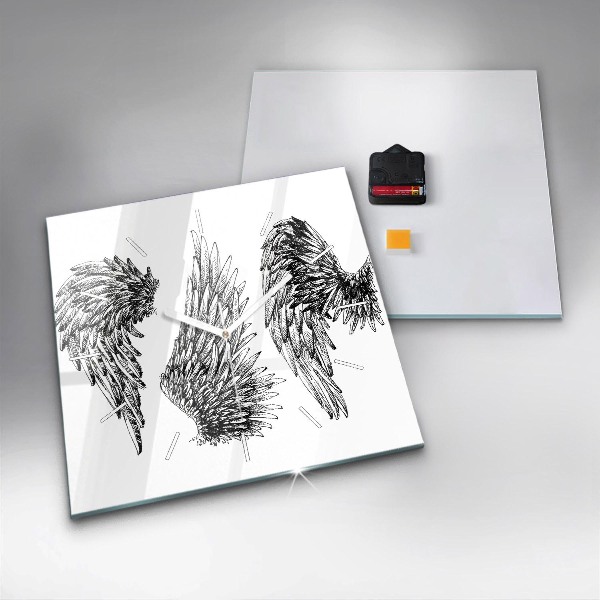 Čtvercové nástěnné hodiny Křídla anděla