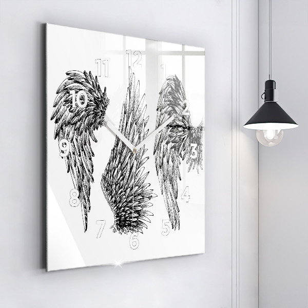 Čtvercové nástěnné hodiny Křídla anděla