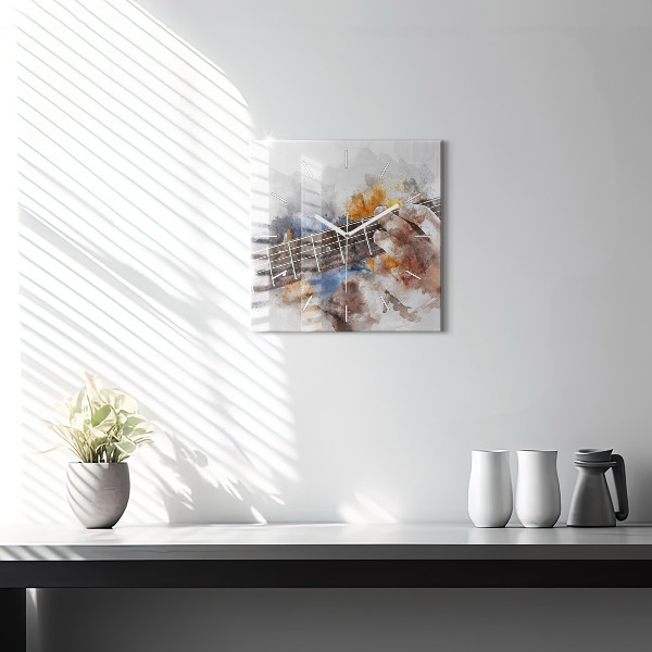 Čtvercové nástěnné hodiny Grafika kytary