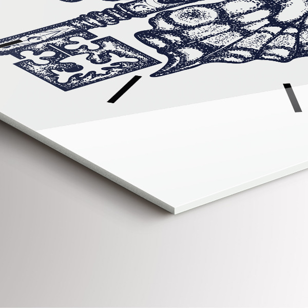 Čtvercové nástěnné hodiny Motýl a klíč - boho styl