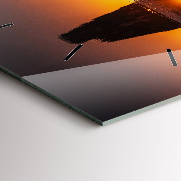 Čtvercové nástěnné hodiny Běžec a západ slunce