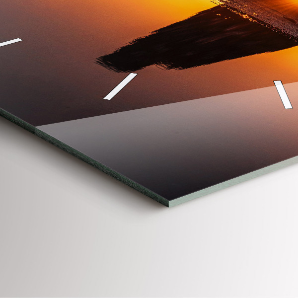 Čtvercové nástěnné hodiny Běžec a západ slunce