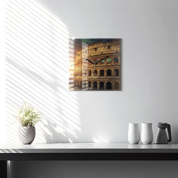 Čtvercové nástěnné hodiny Římské Koloseum