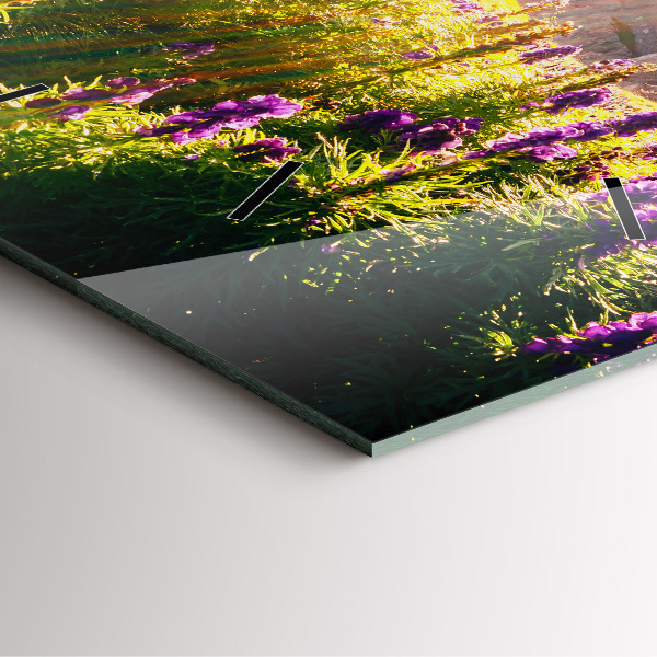 Čtvercové nástěnné hodiny Levandulová louka