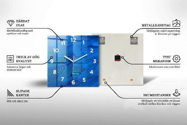 Čtvercové nástěnné hodiny Levandulová louka